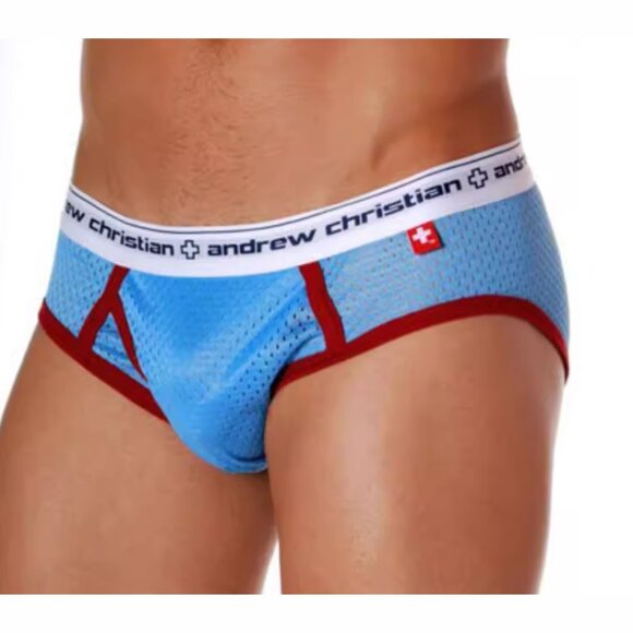 Andrew Christian Vintage Mesh Underwear Baby Blue Medium - Picture 2 of 3